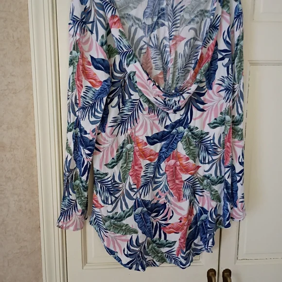 Raisins Multicolor Hooded Swim Cover-Upong Sleeves Wyth Hod. - Picture 3 of 4